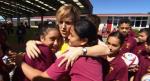 Hilary Barry delivers sports gear to Opotiki's Ashbrook School