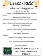 Crossroads Opotiki Valentines Day Menu